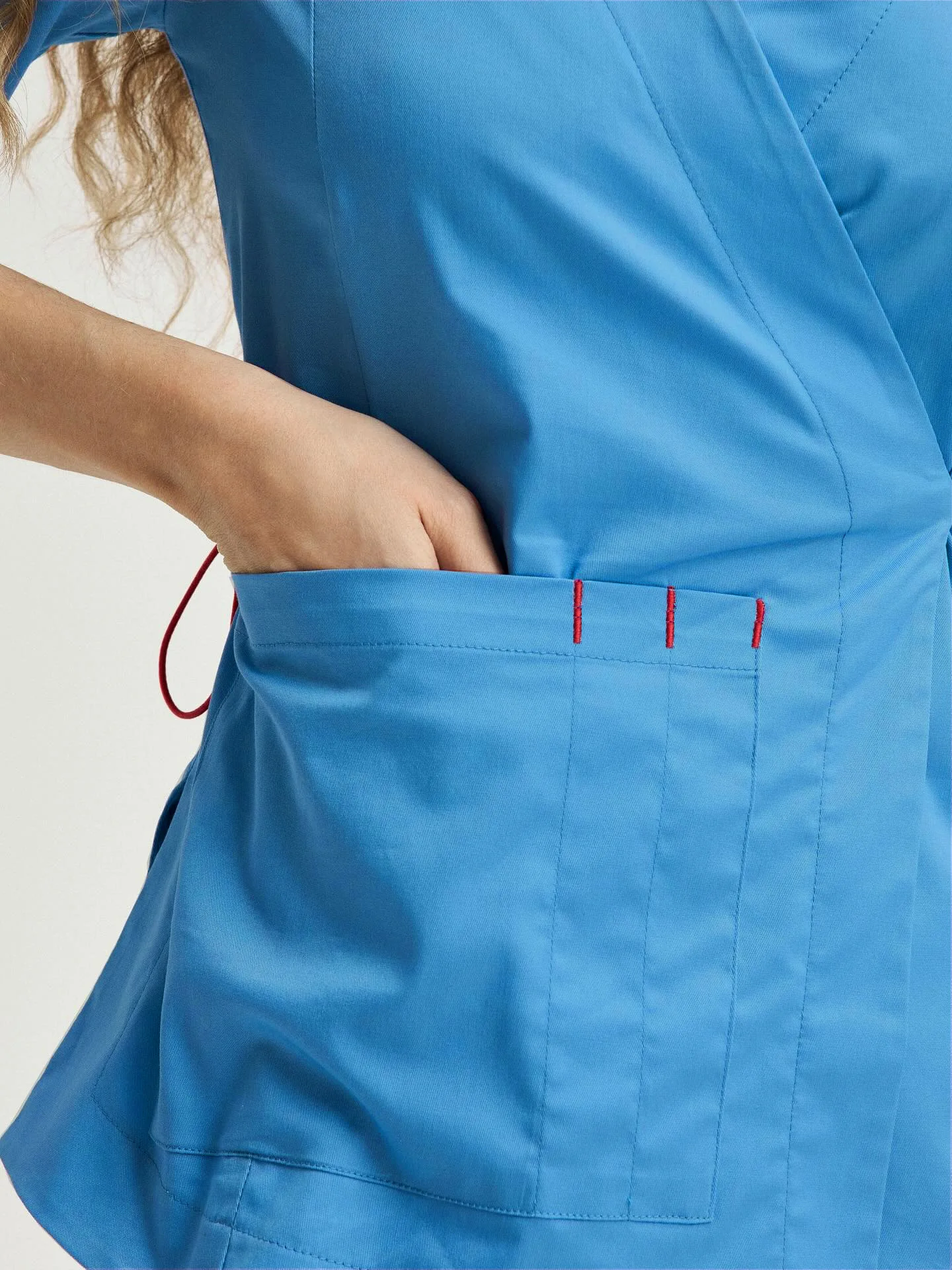 Scrub Uniform Set Stretch Moisture Wicking Breathable Short Sleeve    Top  Straight Wide Leg Pants    Two Piece Work Outfit - view 6