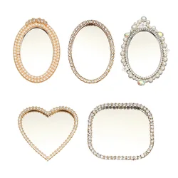 2pcs Round Mini Cute Love Heart Make Up Mirror For Mobile Phone Accessories Self-Adhesive Sticker DIY Phone Decoration Crafts
