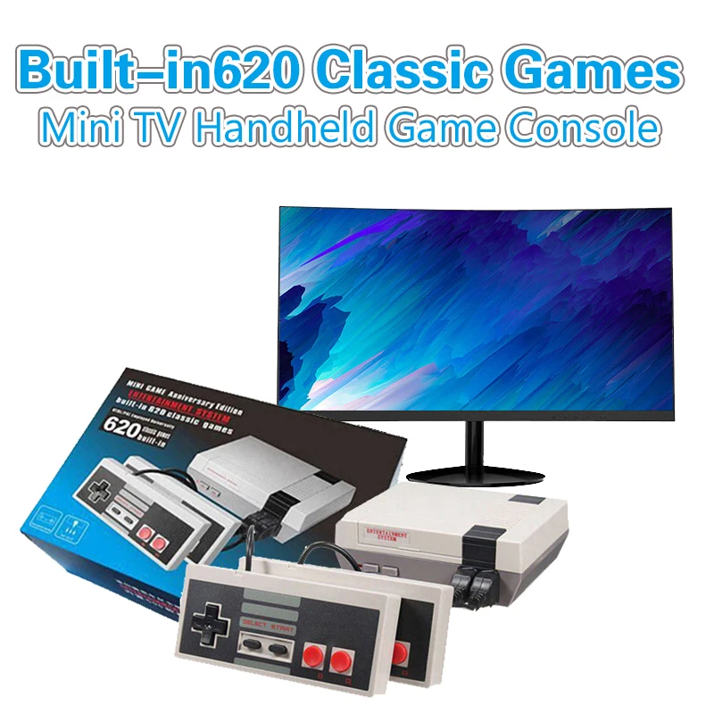 Mini TV Handheld Family Recreation Video Game Console AV Output Built-in 620 Classic Games Dual Gamepad Gaming Player