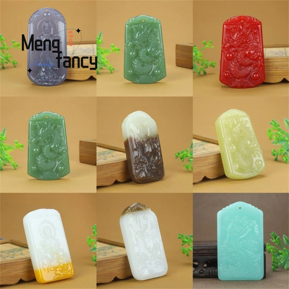 

Natural Hetian Jade Huangkou Mountain and Water Pendant Chinese Zodiac Dragon Exquisite Fashion Jewelry High-grade Holiday Gifts