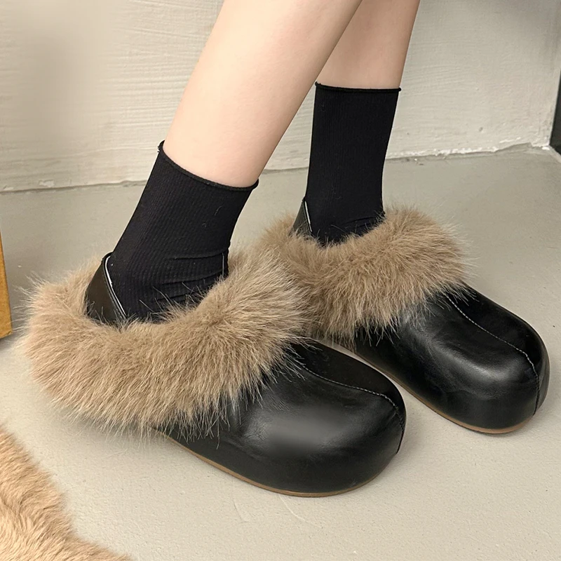 

Women's Loafers Shoes Fur Flats Fashion Sport Shoes Casual Dress Winter Woman Sneakers 2025 New Designer Warm Mujer De Boots