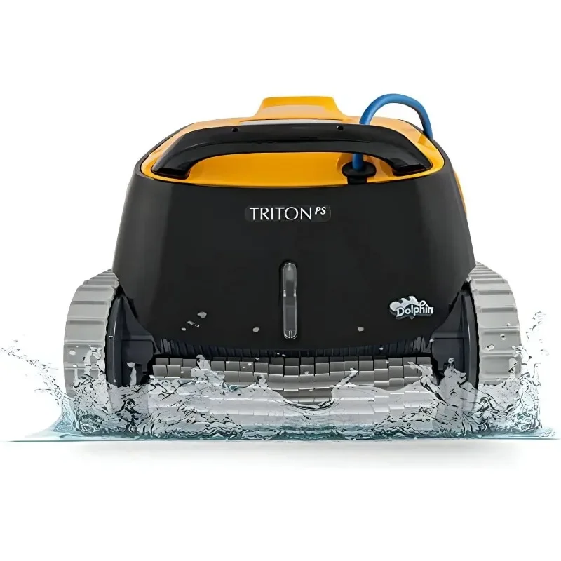 Dolphin Triton PS Automatic Robotic Pool Vacuum Cleaner, Always Cleaning, Never Charging, with Scrubber Brush