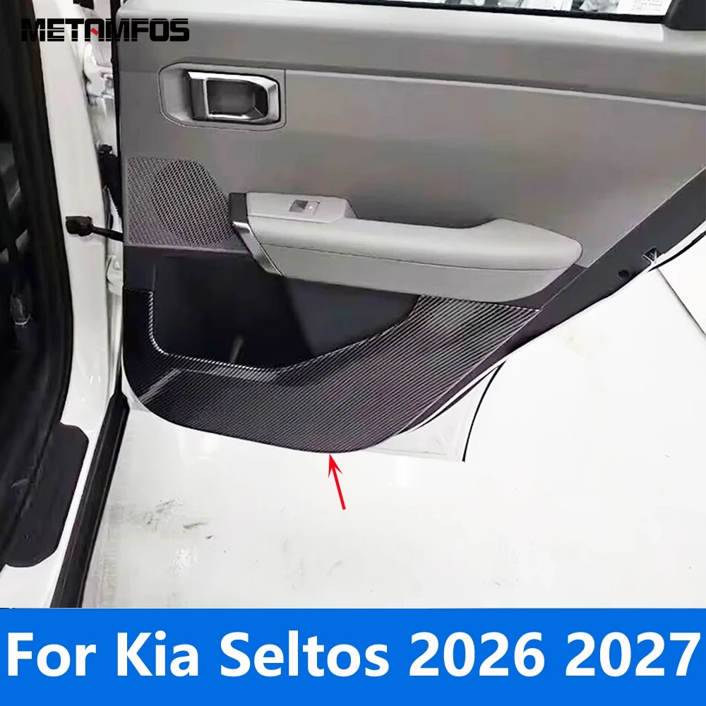For Kia Seltos 2026 2027 Carbon Fiber Car Door Anti Kick Plate Cover Loudspeaker Sound Audio Speaker Trim Interior Accessories