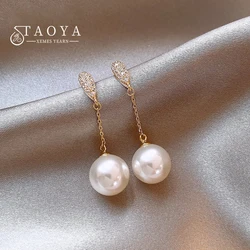 Light Luxury High-end Small Tassel Pearl Earrings 2024 New Jewelry Round Face Suitable Ear Accessories For Womens and Girls Gift