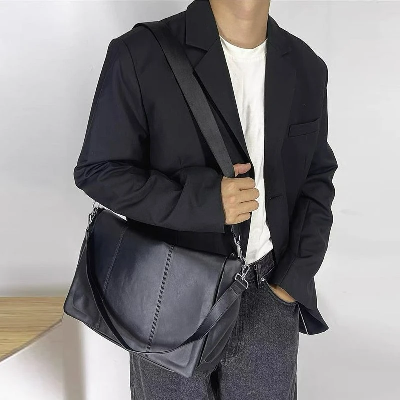 

PU Soft Crossbody Bag for Men and Women Large Capacity Commuting Korean Casual Shoulder Bags