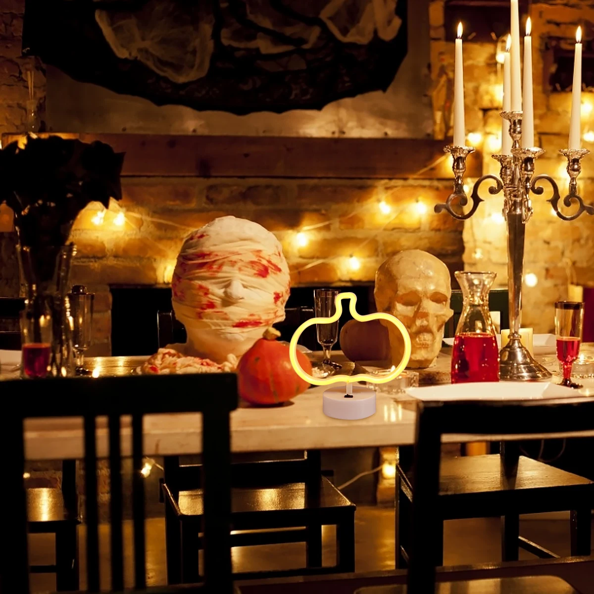 

Halloween LED Pumpkin Desk Lamp Creative Night Light for Party Home Decoration Bedside Neon Neon Lamp Night Light