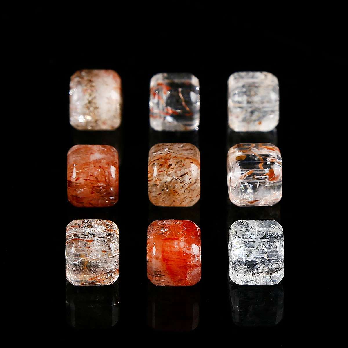 1 Pc Natural Stone Black Super Seven Rutilated Quartz Square Faceted Bead for Jewelry Making DIY Necklace Bracelet Accessory