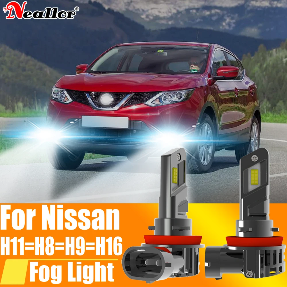 2x H11 H8 Led Fog Light Headlight Canbus H16 H9 Car Bulb Driving Running Lamp 12v 55w For Nissan Qashqai J11 J10 X Trail T32 T31