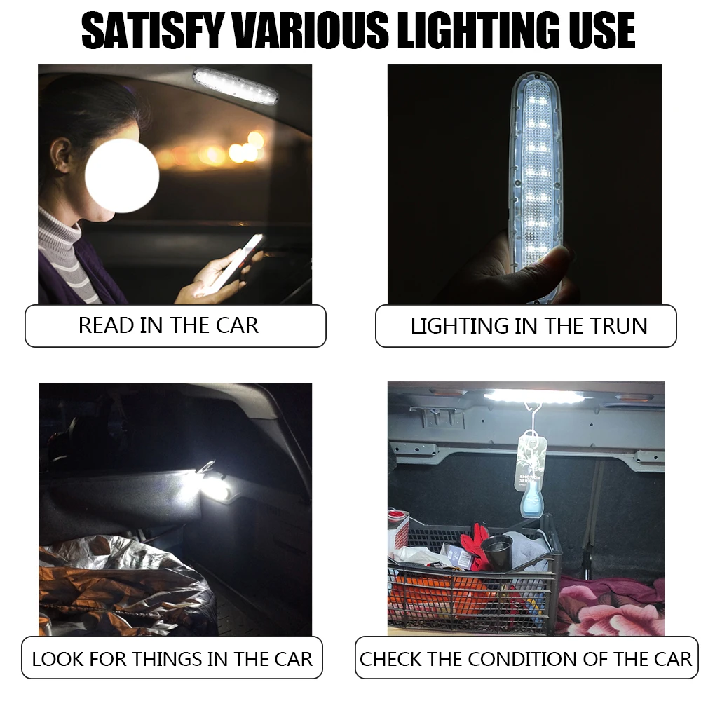 مصابيح قراءة داخلية شاملة LED للسيارة ، مركبة قبة ، مصباح سقف داخلي ، شحن USB ، سقف سيارة ، مغناطيس ، شرائط إضاءة