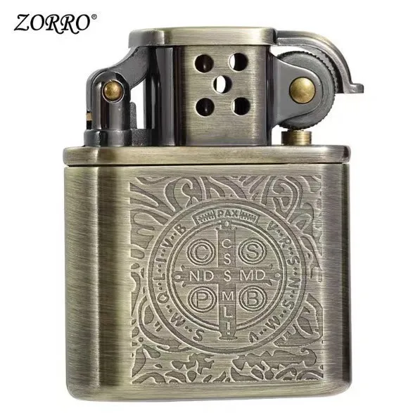 ZORRO Vintage Metal Copper Glossy Windproof Lighter Kerosene Lighter Cigarette Tool Men\'s Gift Classic Collection Camping Burner