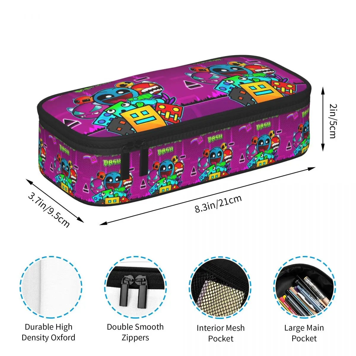 Video Game Geometry Dash Pencil Cases for Student Pen Box Pencil Bag Big Capacity Pencil Pouch Pen Holder
