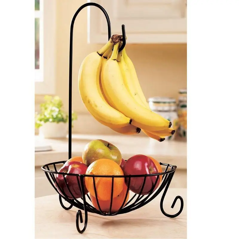 

Practical Tableware Metal Fruit Basket Detachable Banana Hanger Storage Holder Hook Kitchen Creativity Food Basket