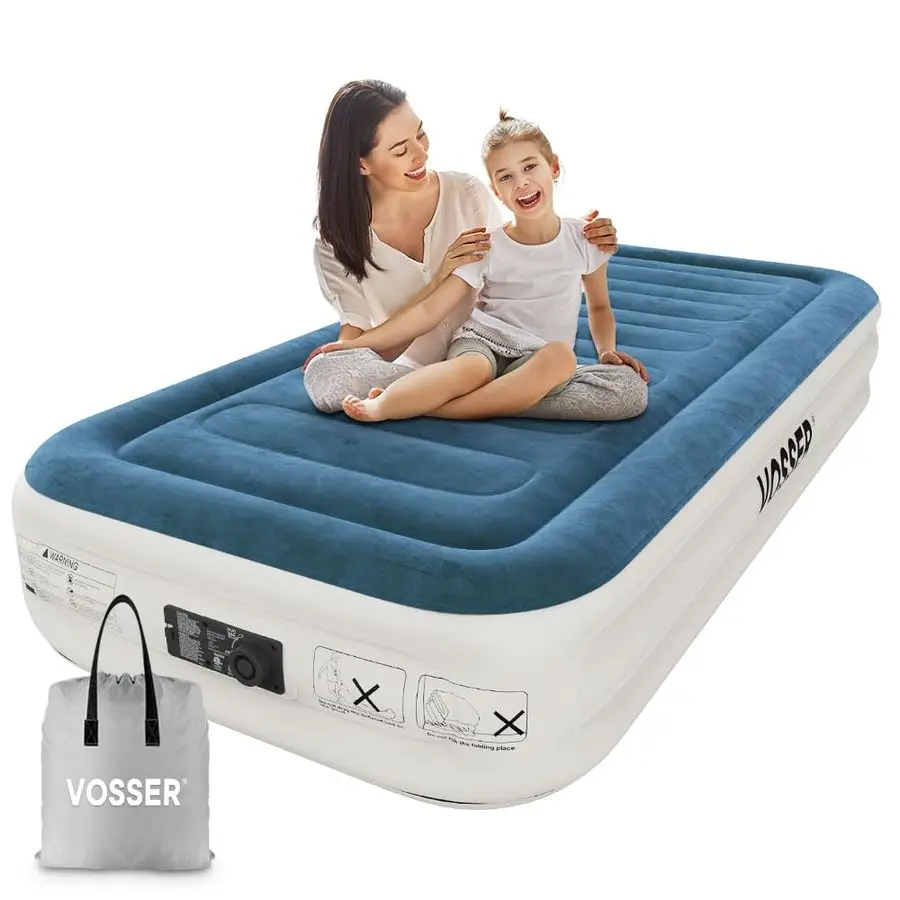

Air Mattress with Builtin Pump,Fast amp Easy Inflation Deflation Inflatable Mattress, Foldable Blow Up Mattress with Storage Bag