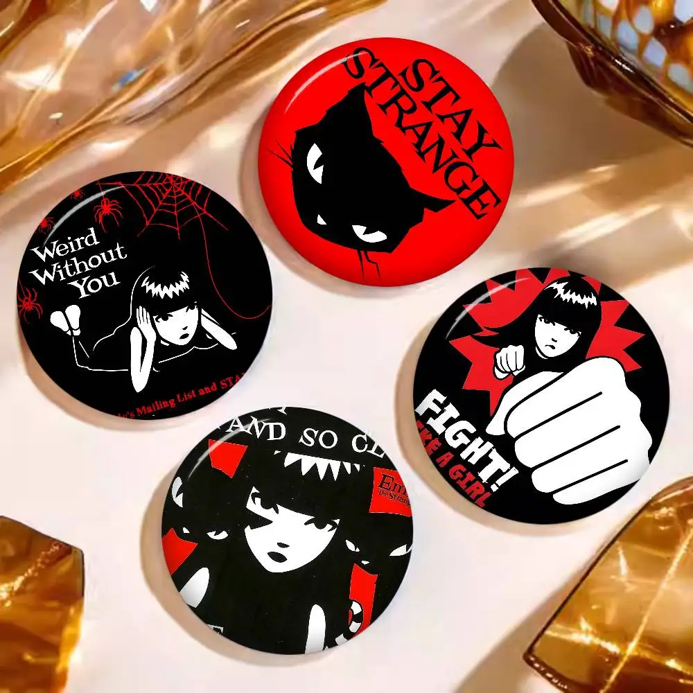 E-Emily-The-Strange Gothic-Alternative Photo Brooches Creative Round Badge Gifts Pins 32/44/58mm