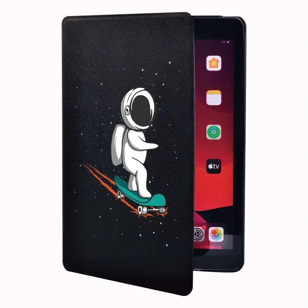 Case for Apple IPad 2021 9th Generation 10.2 inch Cute Astronaut Pattern Leather Tablet Folding Stand Cover for NEW ipad 9 Case