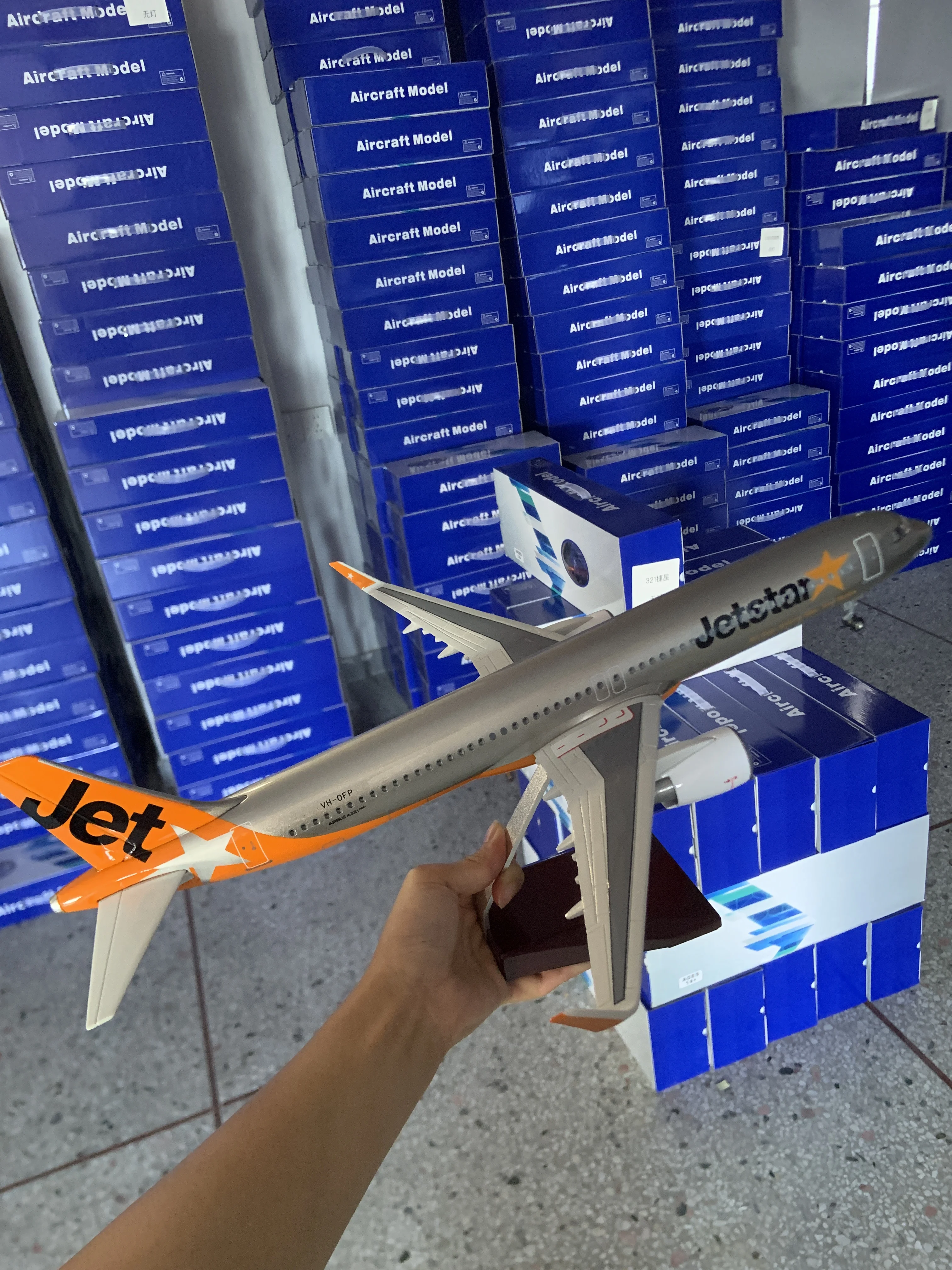 44cm Miniature Plane A321 Jetstar Airplane Model 1:100 Scale Aircraft Resin with LED Light(Touch or Sound Control) Collectible view 4