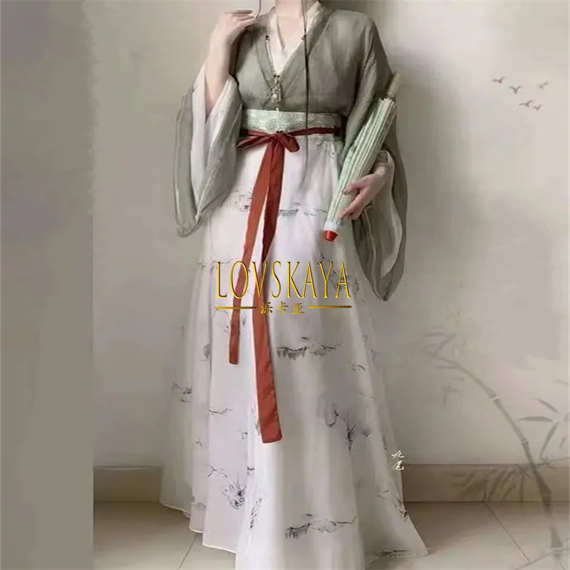 

Traditional Elegant Floral Embroidery Chinese Style Hanfu Dress Women Princess Oriental Fairy Cosplay Stage Dance Robe