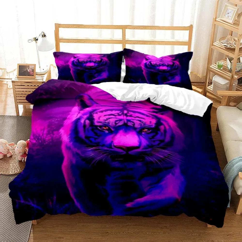 

Tiger pattern Digital Print Polyester Bedding Sets Child Kids Covers Boys Bed Linen Set for Teens bedding set