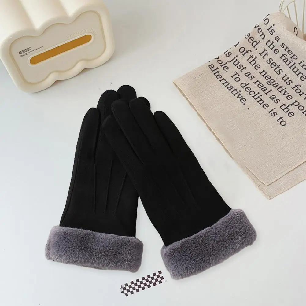 Touch Screen Gloves Women's Winter Gloves Color Matching Elastic Windproof Warm Outdoor Cycling Gloves