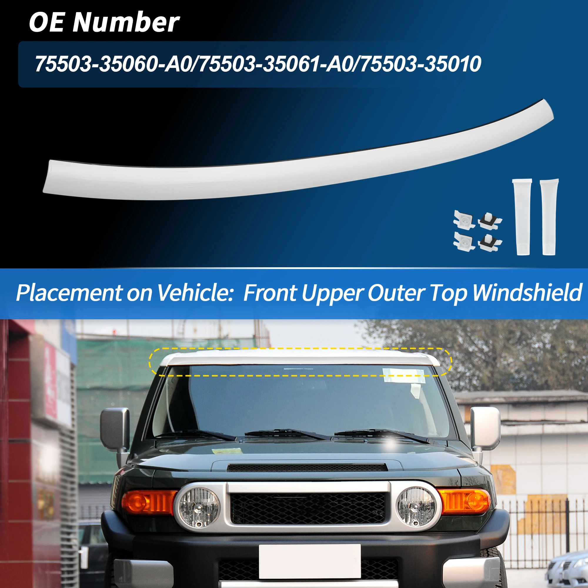 

Передняя верхняя верхняя накладка на лобовое стекло Motoforti для Toyota FJ Cruiser 2007-2014 гг.