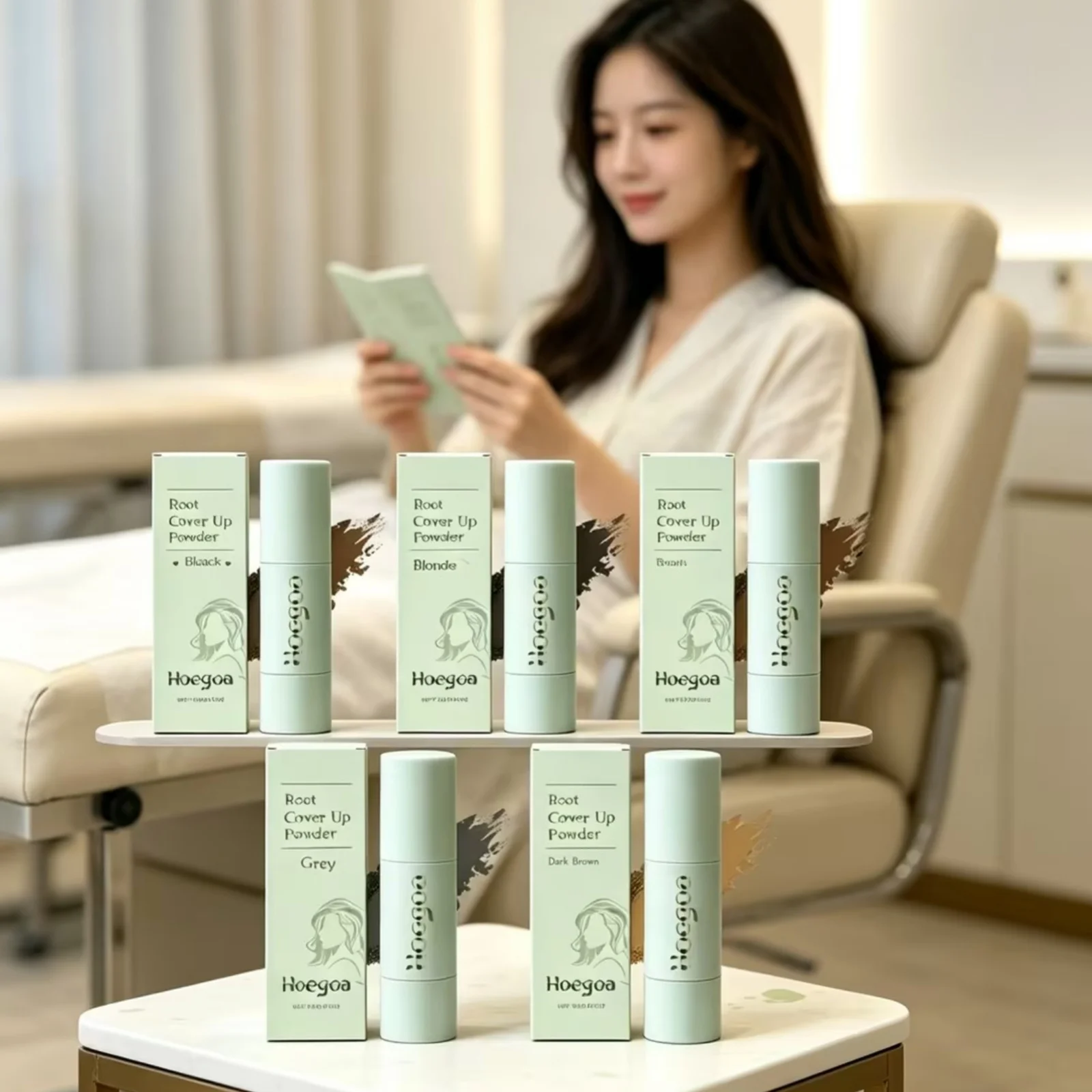 Hoegoa Hairline Filling Powder Hide Thinning Hair Waterproof Create Fuller Look Natural Fine Texture Scalp Shadow Powder Stick