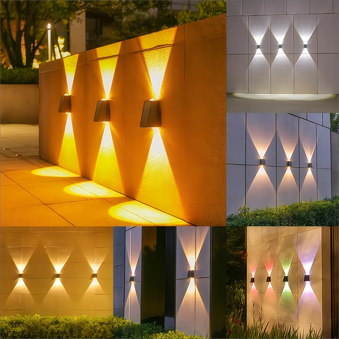 1pc Solar Outdoor Wall Light Garden Decoration Atmosphere Light Villa Garden Waterproof Wall  Up And Down Glow Wall Light