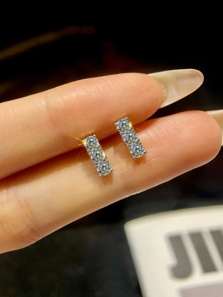 Personalisierte Echte 0,1CT Moissanit-Diamant-Ohrringe für Damen, Jubiläum, Party, Hochzeit, Glänzender Modeschmuck, Luxus-Schmuck – Detail 3