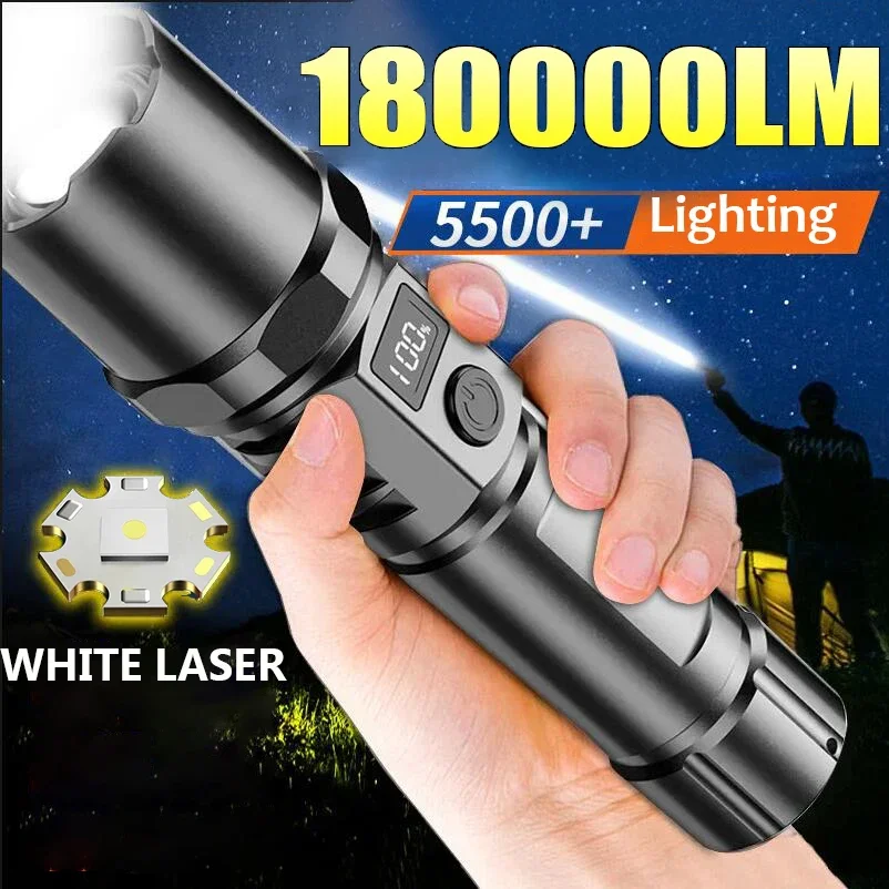 Powerful ST-35 LED Flashlight Battery Display USB Rechargeable LampTelescopic Zoom Torch Light Outdoor Camping Flash Light