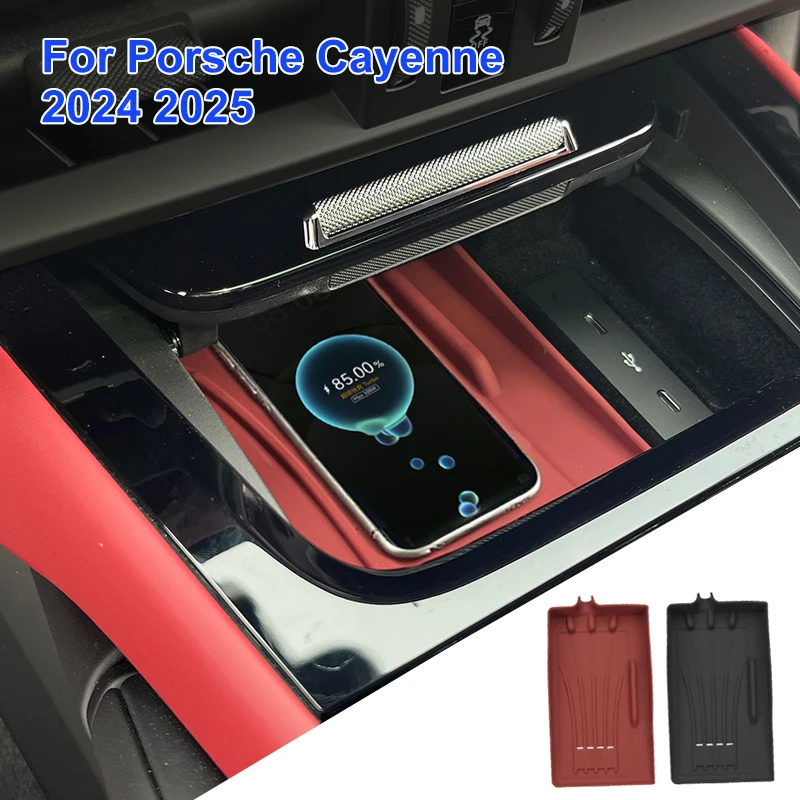 

For Porsche Cayenne 2024 2025 Car Wireless Charging Pad Non-slip Phone Charger Mat Auto Interior Silicone Protective Accessories