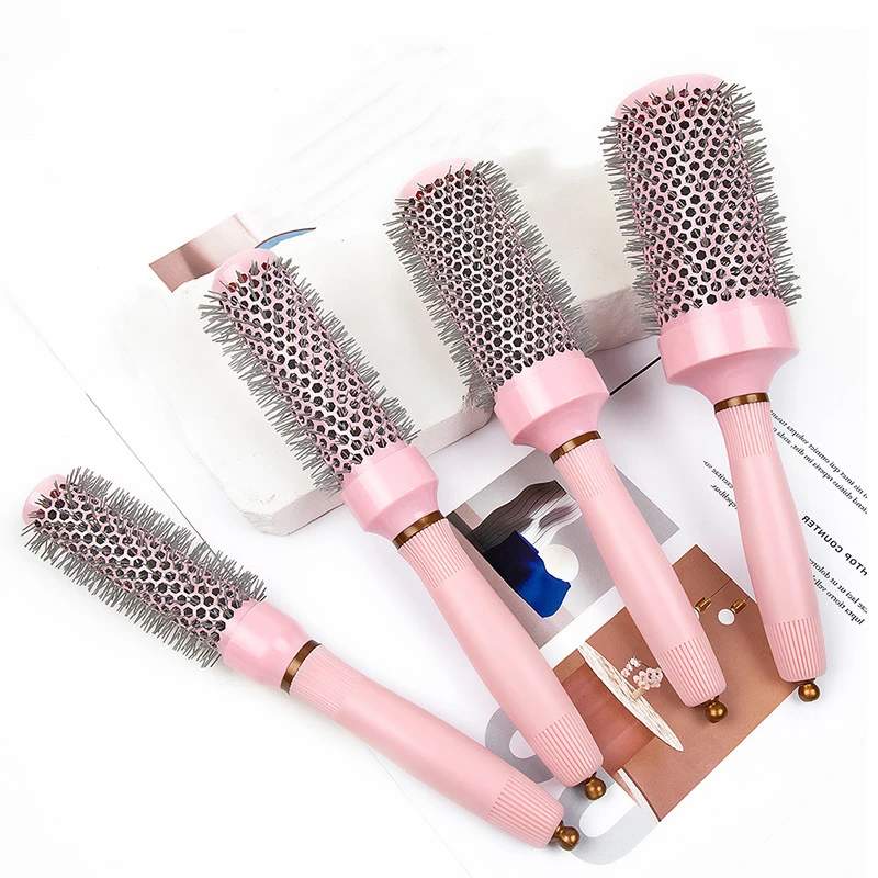 1pc/ Pink round curling comb, 4 sizes suitable for all hair lengths, perfect for fashionable curly hair and women's styling view 3