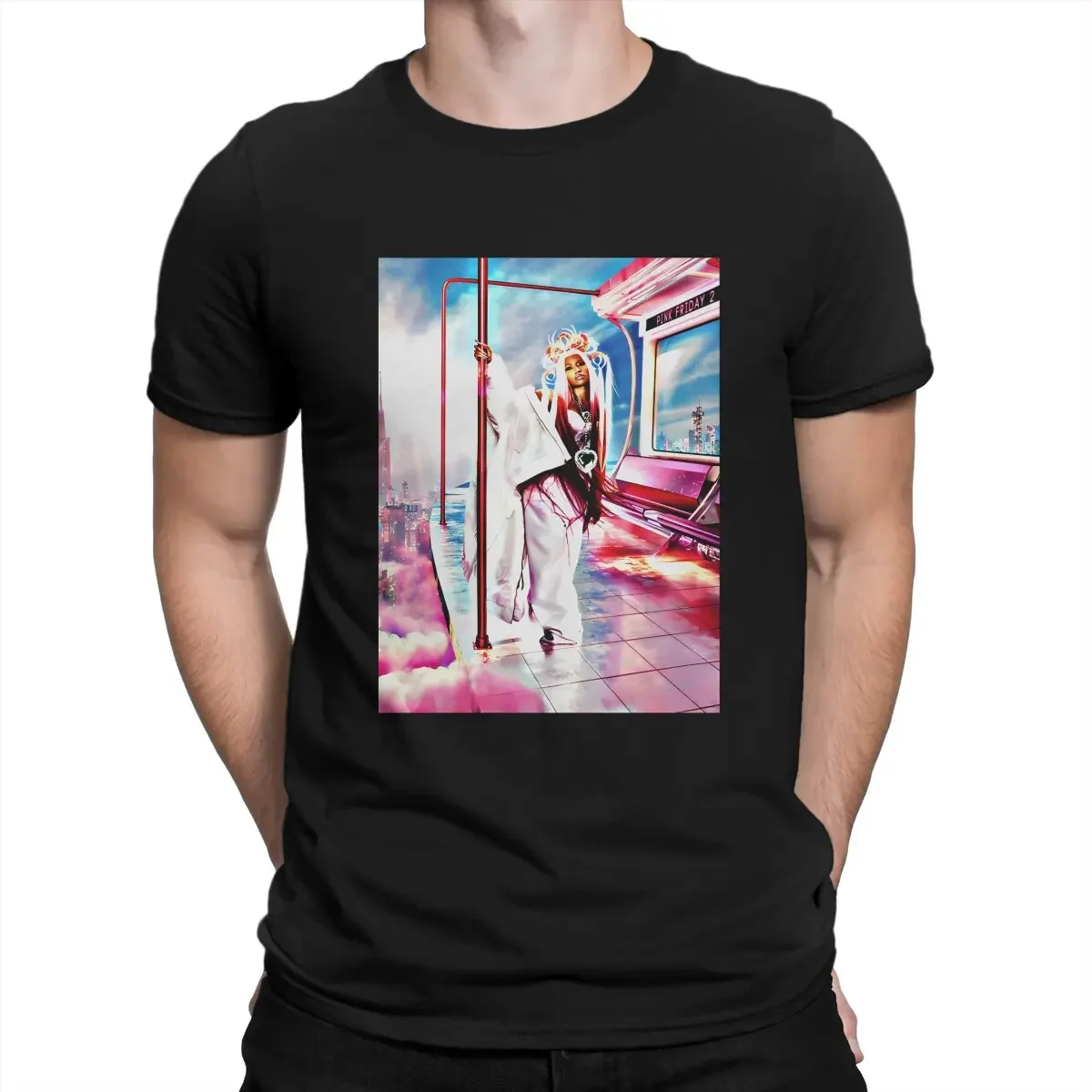 Funny Pink Friday 2 Nicki Barbz Digital Vibrant Realism Style T-Shirt 100% Cotton T Shirt Nicki Minaj Short Sleeve Tees