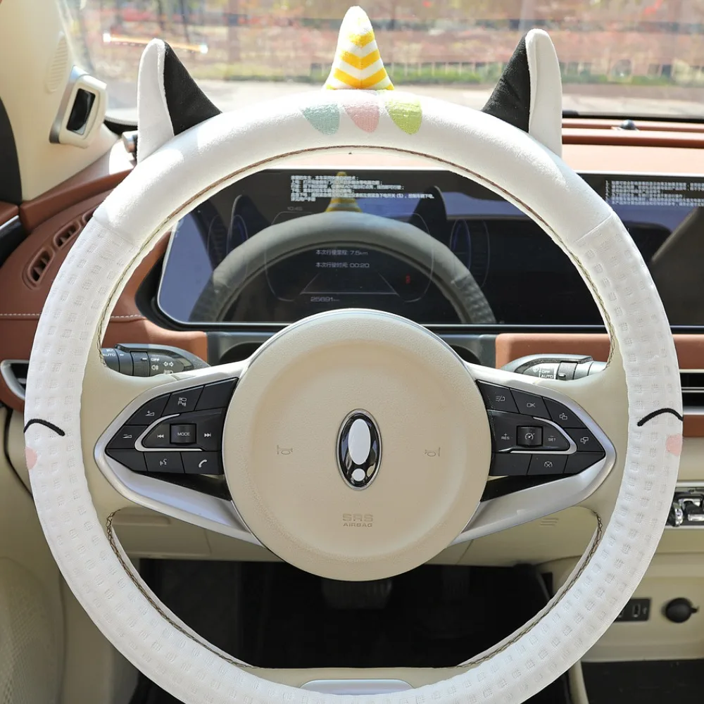 

Cooling Unicorn Cartoon Steering Wheel Cover – Breathable & Super Soft! Non-slip, Breathable, Universal 15 Inch (Approx. 38cm)