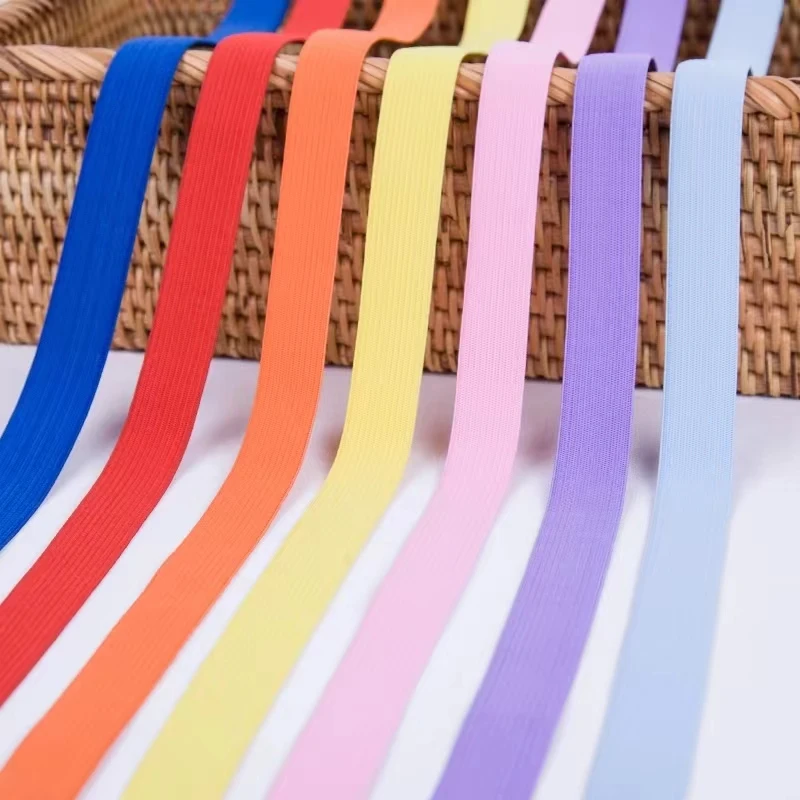 2/5/10M 2CM Colorful Flat Elastic Bands High Elastic Latex Knitted Thick Rubber Rope Tape DIY Garment Trousers Sewing Accessorie