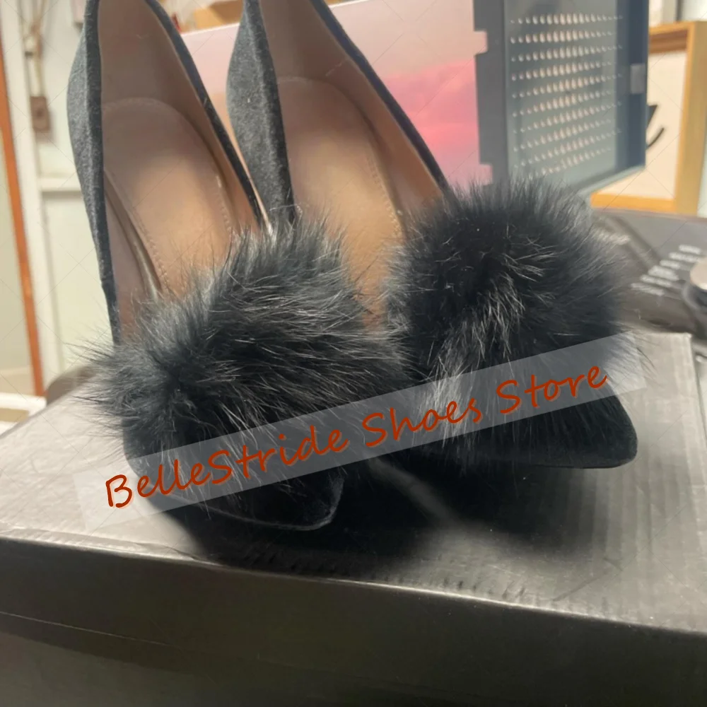 Preto apontou toe pele decoração bombas rasas sapatos femininos stilettos salto alto moda jantar festa 2025 zapatos para mujeres