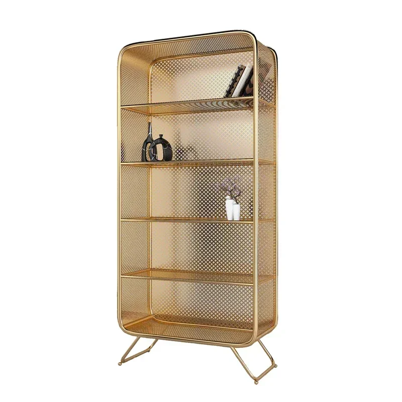 

Nordic online celebrity golden wrought iron storage office floor-to-ceiling multi-storey display display stand