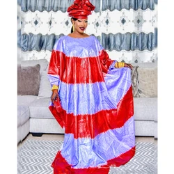 Vestidos africanos morados para mujer, ropa tradicional de fiesta de boda, bata Original Riche Dashiki, vestidos de noche estampados con bufanda