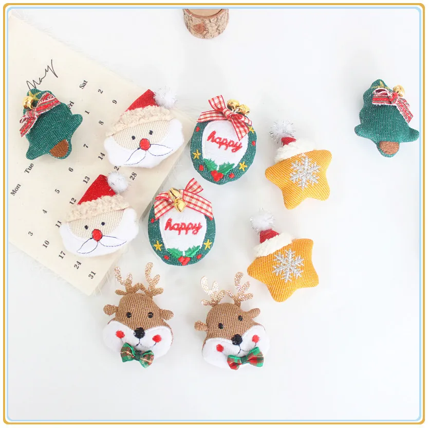 2PCS Clothing Shoes hat Christmas decoration brooch cloth cartoon plush Santa Claus Christmas tree brooch Elk socks accessories