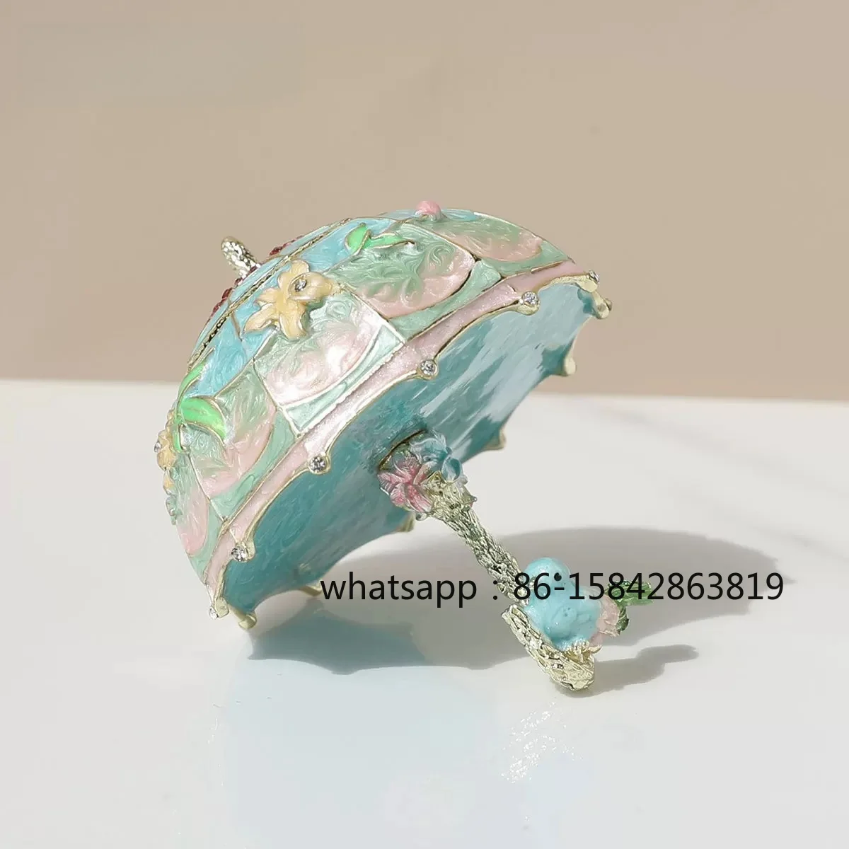 Enamel Ornament Jewelry Storage Box, Small Umbrella Creative Home Stud Earrings Ring Box