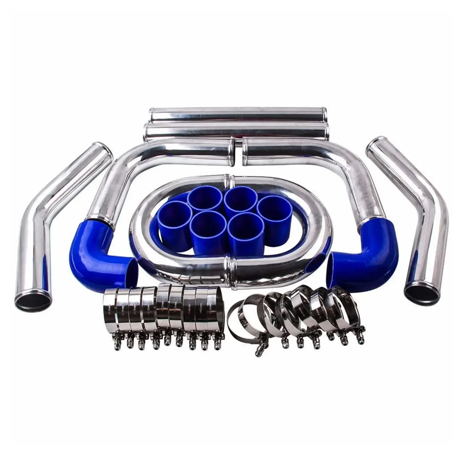 Aluminum Turbo Intercooler Piping Kit Universal 2.5'' OD 63mm 3'' OD 76mm Includes Pipes Clamps Couplers