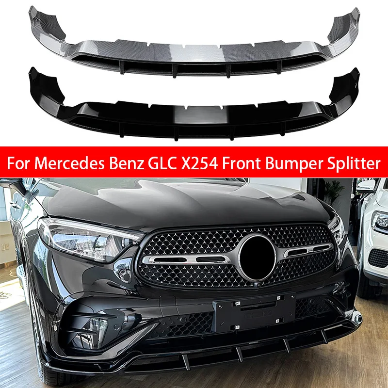 

For Mercedes Benz GLC Class X254 GLC260 GLC300 2023+ Gloss Black Car Front Bumper Splitter Lip Diffuser Spoiler Protector Guard