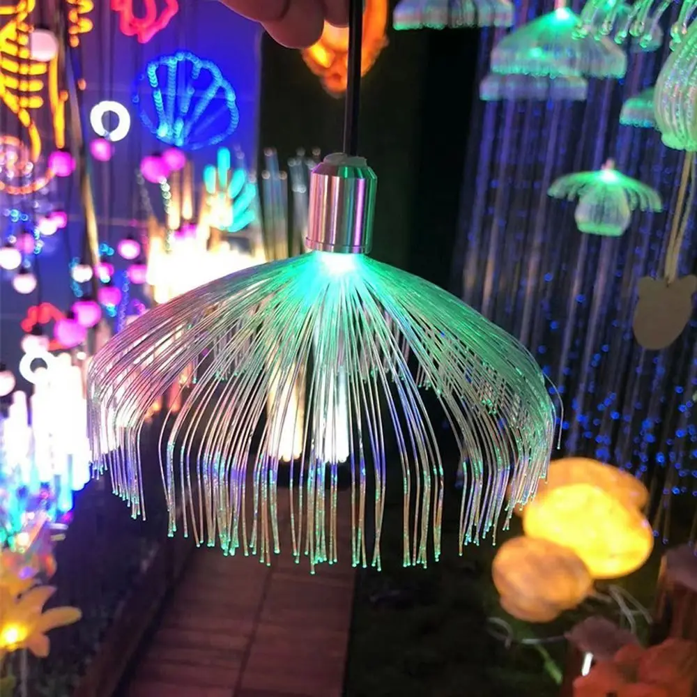

Square Decorative Lights Colorful Fiber Optic LED Jellyfish Light Chandelier Christmas New Year's Decor Festoon Garlands Outdoor