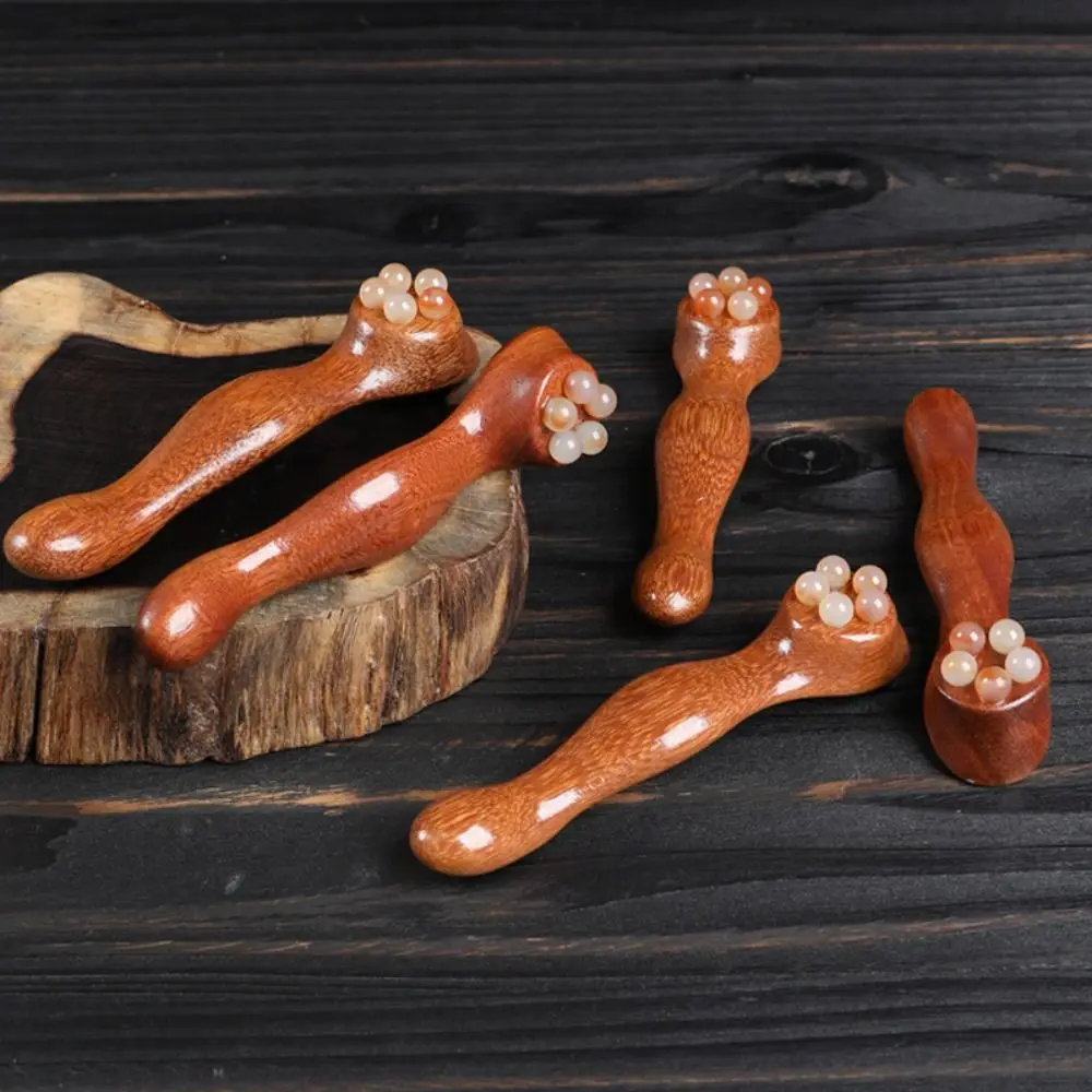 

Прочный деревянный роликовый массажер для глаз с 5 зубьями, мини-массажная палочка для лица, инструмент для ухода за кожей для снятия усталости лица