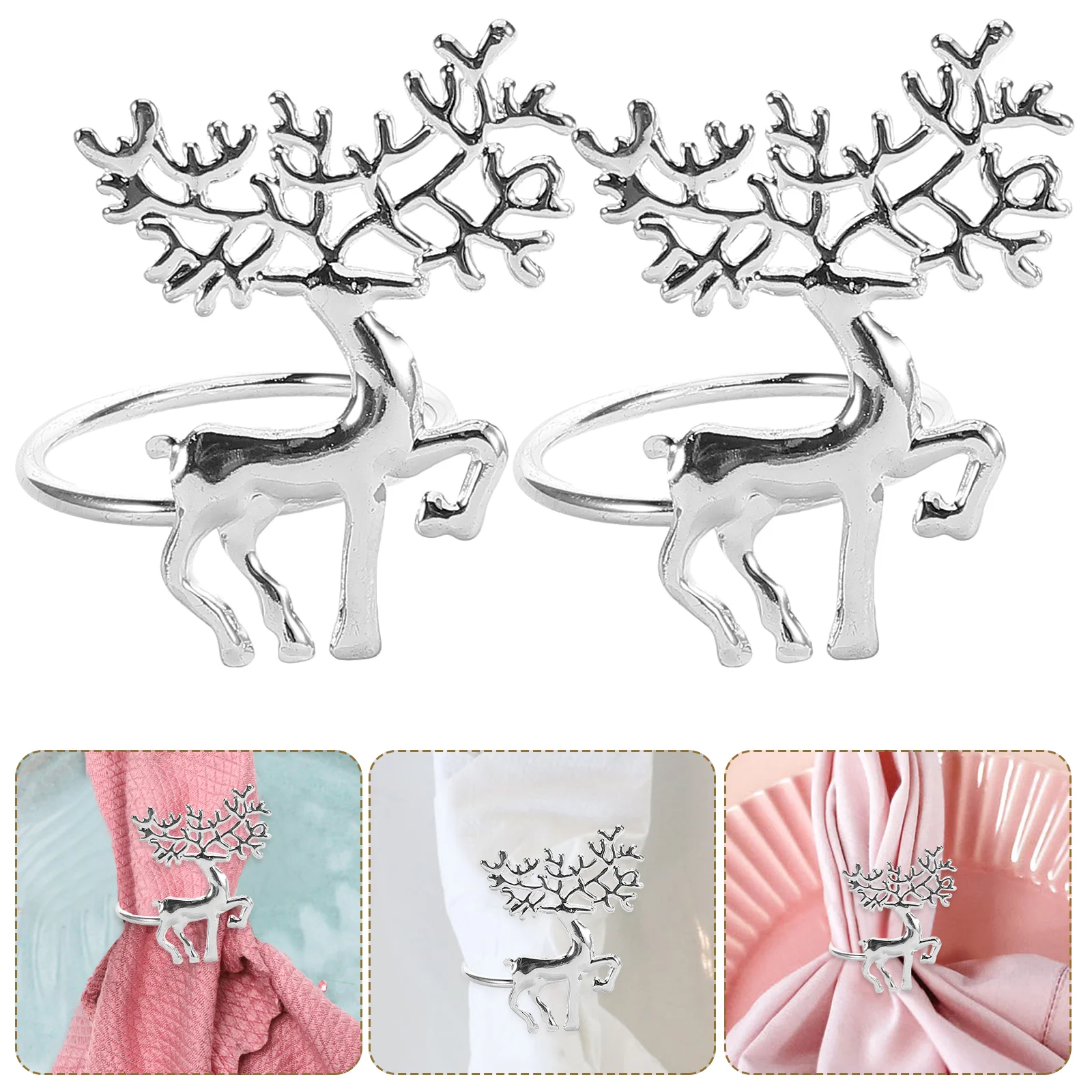 

15 Pcs Christmas Deer Napkin Buckle Ring (silver) 15pcs Rings Holders for Tables Wedding Autumn Alloy Xmas