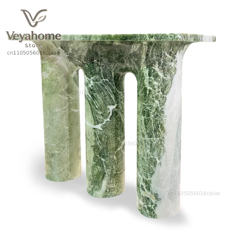 Marble emerald green three feet integrated side few modern simple light luxury coffee table living room side dining table