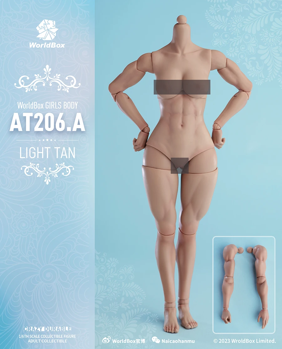 Worldbox 1/6 échelle AT206 fille corps articulé musculaire pâle clair Tan 12 ''femelle soldat figurine poupée jouets avec bras remplaçables