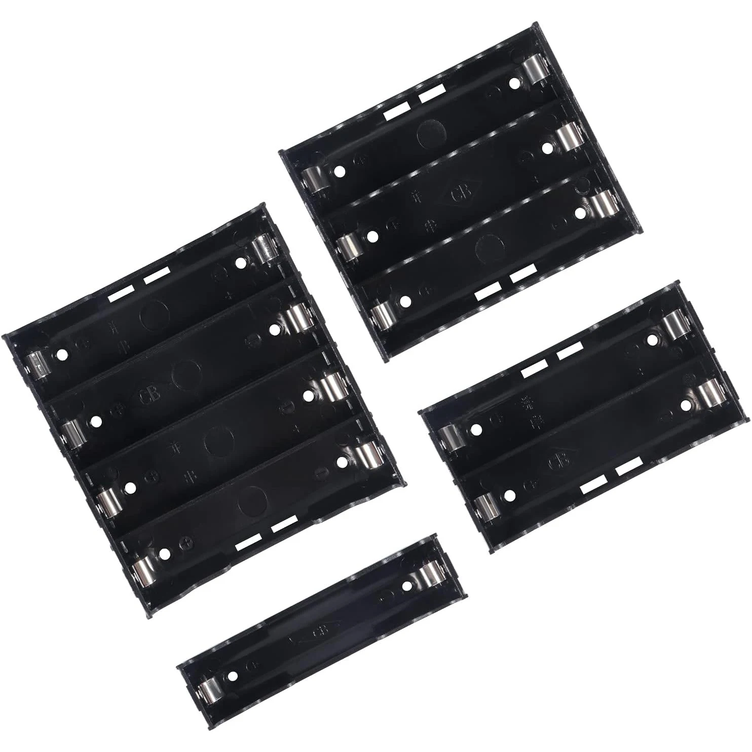 18650 Battery Case Holder,1 Pack 1/2/3/4 Slots x 3.7V DIY Battery Storage Box, in Parallel Black Plastic Batteries Case with Pin