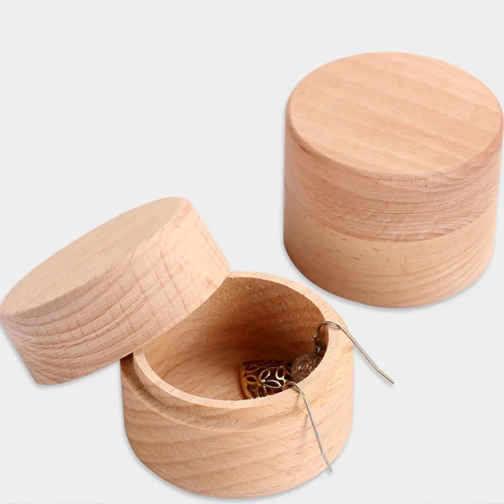 

Round Wooden Ring Box Small Elegant Jewelry Packaging for Anniversary Valentine's Gift Wedding Ceremony Ring Organizer Display
