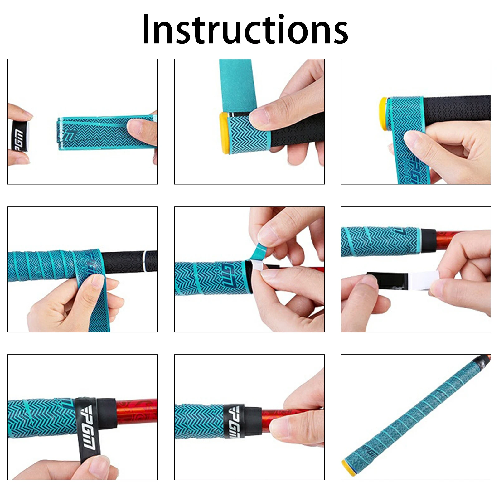 6Pcs Black/Red Golf Grip Wrapping Tapes PU Pattern Hand Rubber Anti-slip Wear-resistant Wrapping Grip Tape Binding Accessories