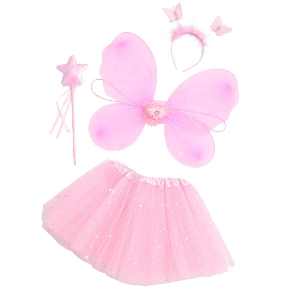 

Butterfly Wings Four Piece Set Fairy Costume Women Kids Tutu Skirt Party Supplies Flower Girl Dress Children's Kit Gift Toddler