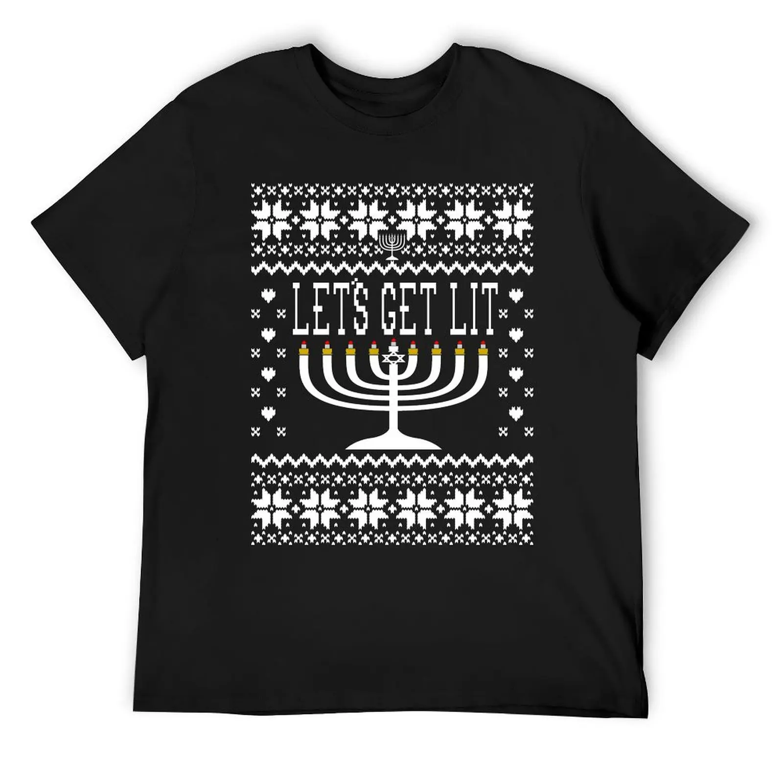 

Lets Get Lit - Ugly Hanukkah Sweater Style T-Shirt custom t-shirts shirts graphic tee football t shirt mens workout shirts